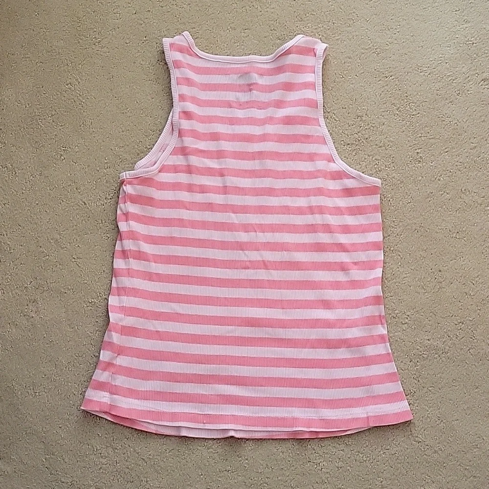Disney Pirates of the Caribbean Tank Top Large Pink Stripe